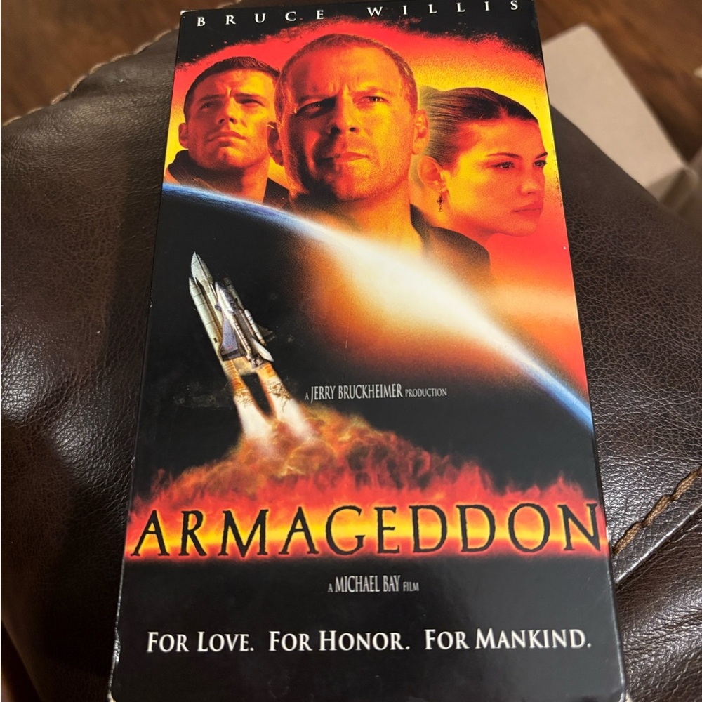 Armageddon VHS Movie Tape - Bold Red & Black Cover